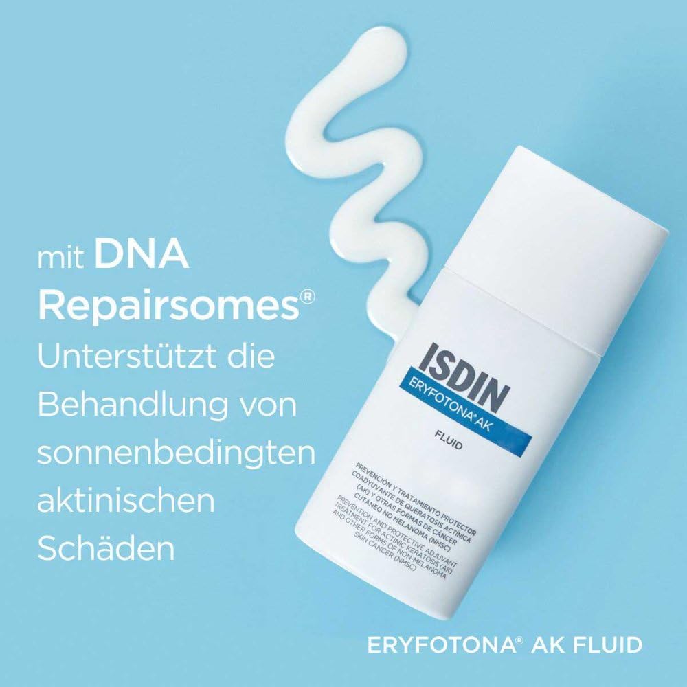 ISDIN Eryfotona AK Fluid - Prävention Aktinische Keratose & Heller Hautkrebs - Sehr hoher Sonnenschutz mit DNA Repairsomes - Repariert Sonnenschäden, 50ml