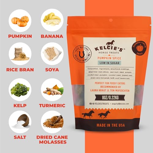 Kelcies Pumpkin Spice Horses Treats - Low Sugar, Starch, and Carbohydrates | Healthy Treats for Horse Supports Superior Digestion 8 Ounce (1 Pack) - Image 3