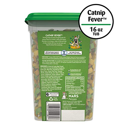 TEMPTATIONS MIXUPS Crunchy and Soft Cat Treats Catnip Fever Flavor, 16