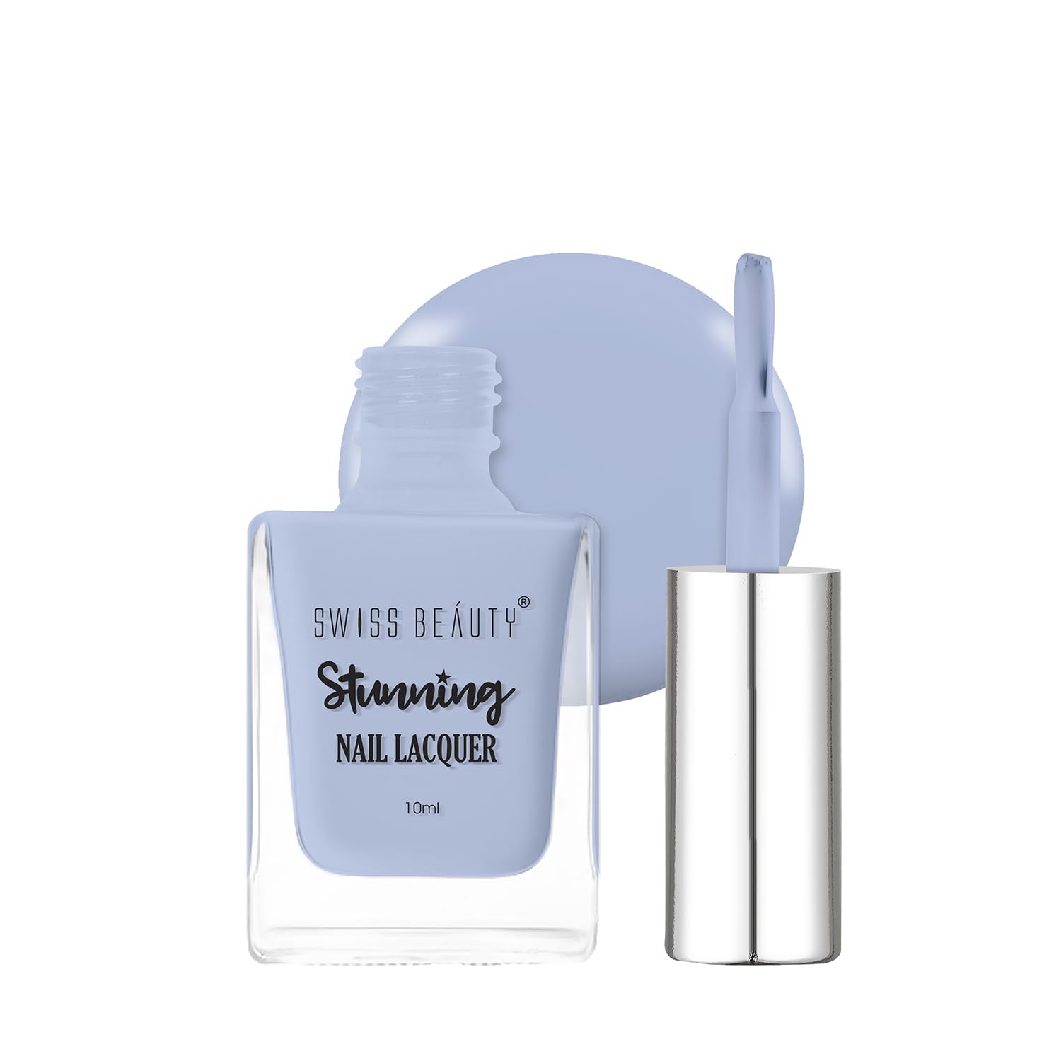 Swiss Beauty Stunning Nail Lacquer | Chip Resistant, Quick drying nail paint | Highly Pigmented with high shine Nail polish | Shade - Powder Sky, 10gm