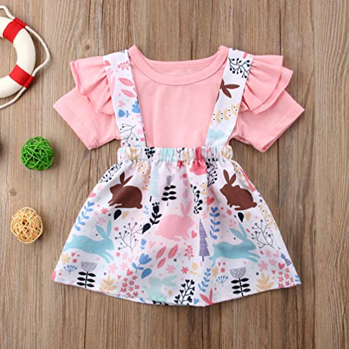 Conjunto de roupas para meninas da Páscoa com estampa floral e design de coelhinho da FENICAL (adequ