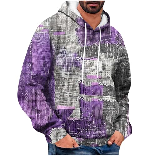 Xiaojmake Men's Sherpa Hoodie Fleece Sweatshirt Lightweight Fall Ethnic Long Sleeve Drawstring Pullover Hoodies With Pockets