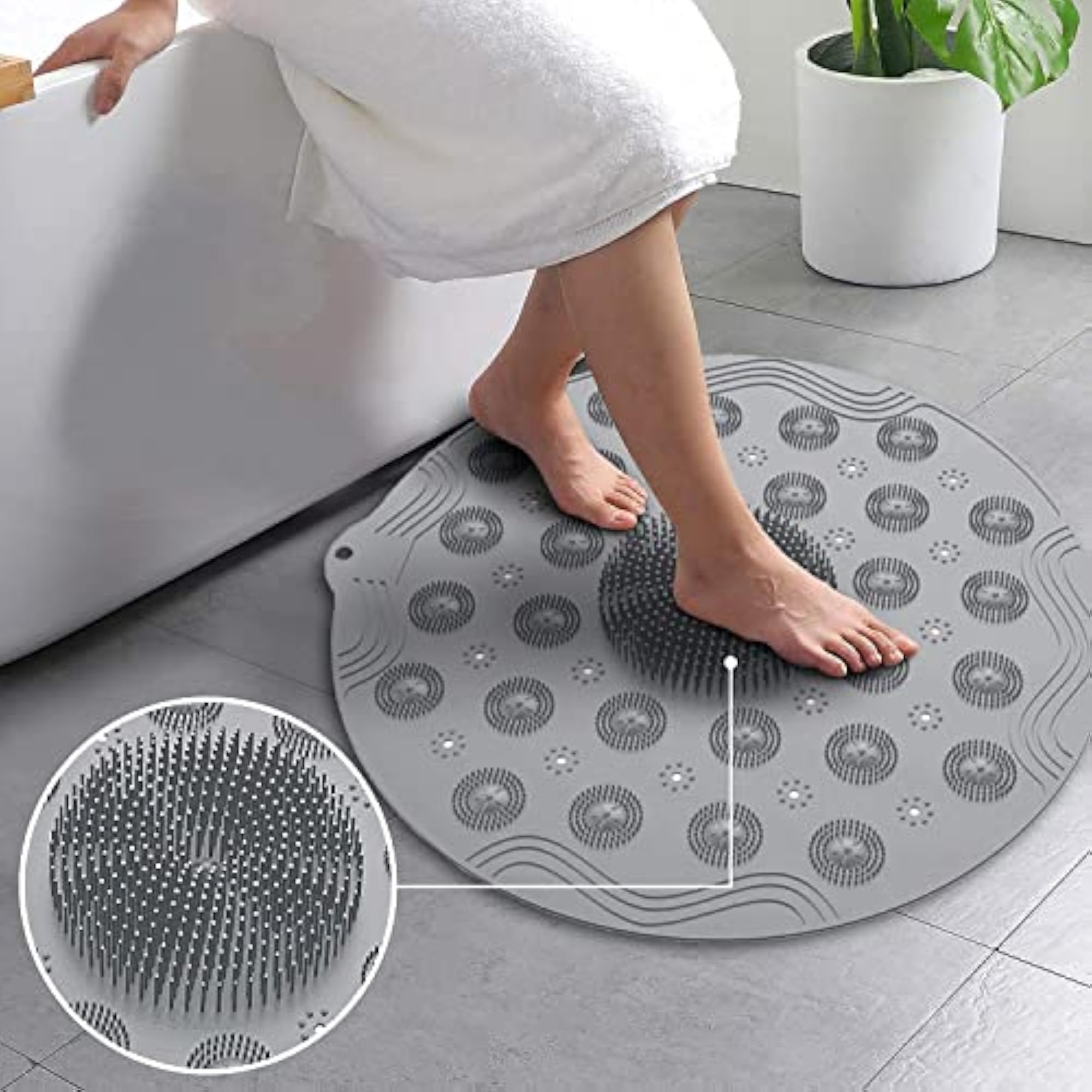 Round Bath Massage Pad, Non-Slip Silicone Mat