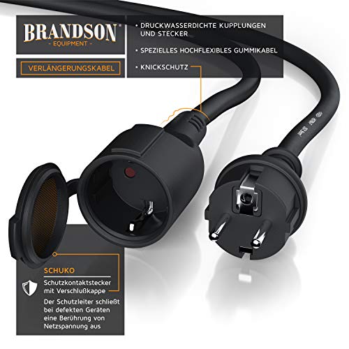 Brandson - Verlängerungskabel Outdoor 3500 W - 3 adrig - Einsatz für den Außenbereich - 20m Meter - IP44 mit Schuko Stecker - Verlängerung Stromkabel – 230 V – mit Schutzkappe - Elektrokabel außen - Image 4