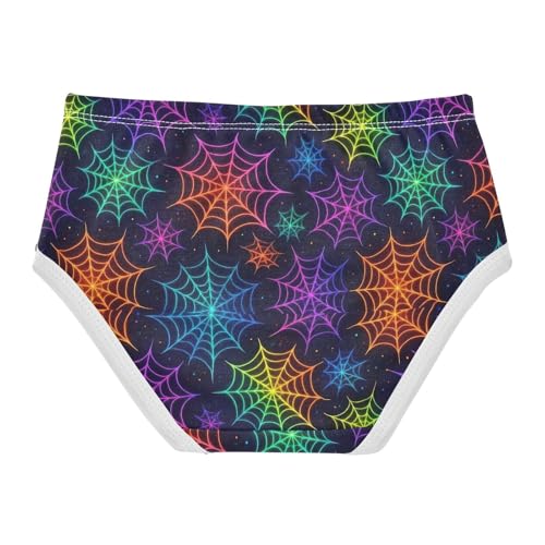 Joisal Toddler Girls Underwear 2t Cotton Panties Little Girl Designer Underpants Briefs Colorful Neon Spider Webs2