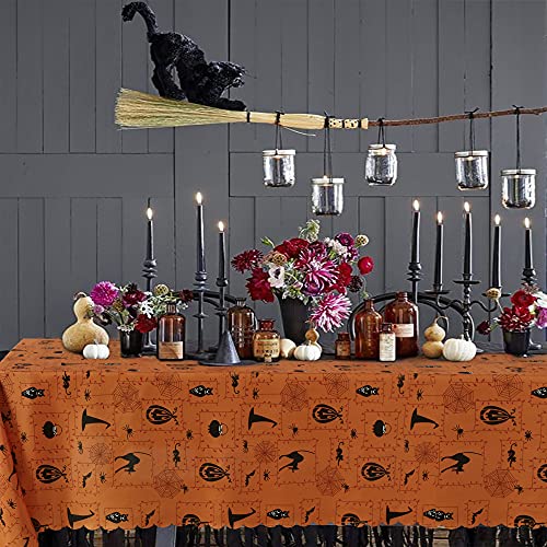 Fitable Halloween Tablecloth Rectangle Yellow And Black Checkered Pumpkin Cat Table Cloth Decorative Table Cover For Holiday Party Kitchen Dining Room 60X120 Inch #TOP3