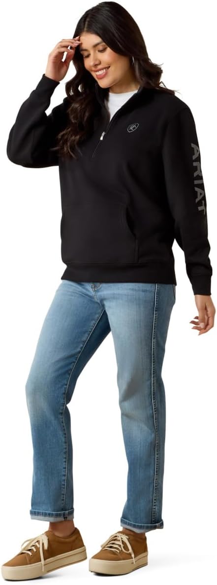 ARIAT womens Foundation Logo 1/2 Zip Sweatshirt - Image 3