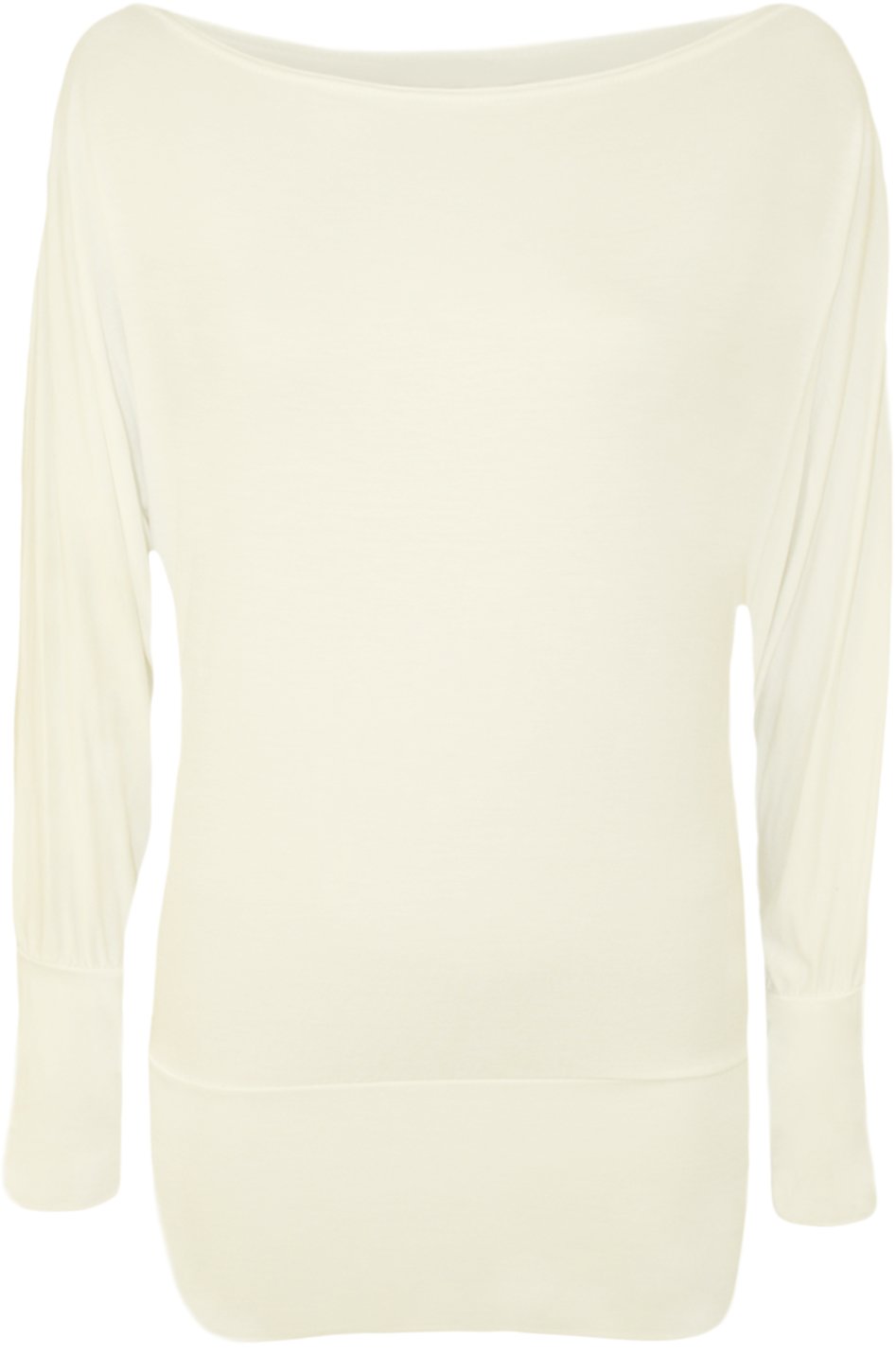 WearAll Ladies Batwing Long Sleeved Womens Top White - - 8/10