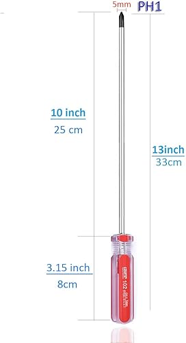 Miniatura 9 de Phillips - Destornillador largo de 8 pulgadas, destornillador SKZIRI extra largo con punta magnética, destornillador de cabeza cruzada (8 pulgadas