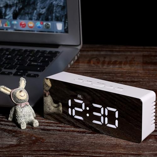 Image of Reacher Mirror Digital LED Mirror Alarm Clock for Table Smart Alarm Clock for Students Heavy Sleepers with Sensor Date and Temperature for Office Home & Bedroom