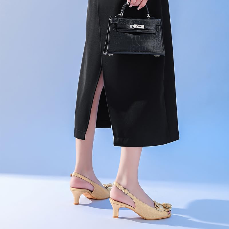 kkdom Women Comfort Tassels Fish Mouth Fashion Kitten Heels Pump Shoes3