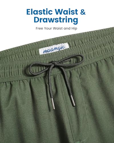 Image of maamgic 5inch Mens Swimming Trunks with Compression Liner 2-in-1 Swim Trunks Stretch Quick Dry Swim Shorts Zipper Pockets