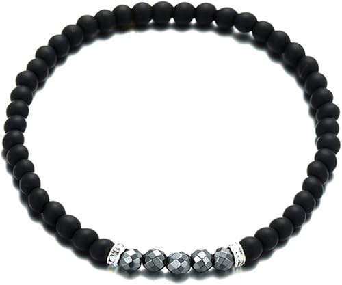 Miniatura 6 de Pulsera de cuentas pequeñas de hematita hecha a mano para hombre, color negro mate de energía, pulsera de terapia de piedra pequeña, regalo simple