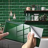 Azulejos adhesivos esmeralda en barra de azulejos Azulejos de pared autoadhesivos de PVC Azulejos de piso autoadhesivos de PVC resistentes al calor Azulejos de cocina adhesivos para azulejos