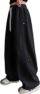 Boys' Open Bottom Fleece-Lined Sweatpants with Pockets High Elastic Waist Baggy Wide Straight Leg Pants 5-15 Years