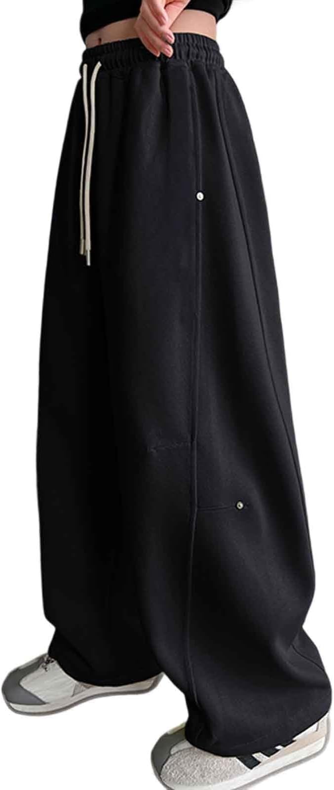 Boys' Open Bottom Fleece-Lined Sweatpants with Pockets High Elastic Waist Baggy Wide Straight Leg Pants 5-15 Years