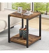 EXCEFUR Industrial Sofa Console Table with 3 Tier Storage Shelves, Rustic Brown