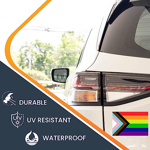 Image of Magnet Me Up Gay Pride Progress Rainbow Flag Magnet Decal, 4x6 Inches, Heavy Duty Automotive Magnet for Car Truck SUV, in Support of LGBTQ