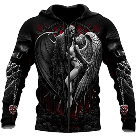 Men's Casual Skull Zip Up Hoodie Cover