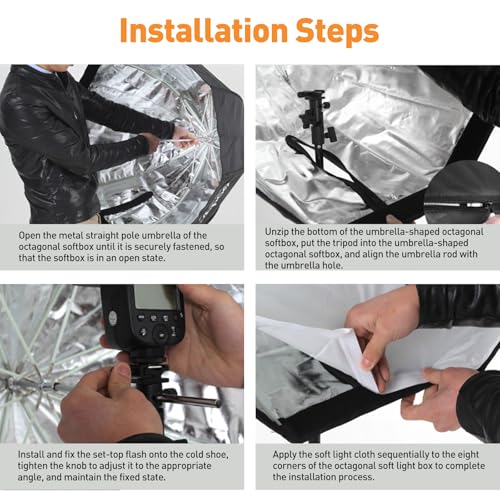 GODOX Umbrella Softbox - Portable 32 inches/80cm Octagon Reflector for Studio Photography Speedlite Flash, Compatible with Canon Nikon Sony