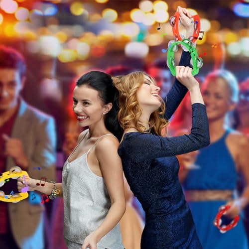 OTYMIOW 14 Tambourins à Main Demi-Lune Multicolores - Cloches à Main Pour Enfants, Étudiants, Musique Et Artisanat