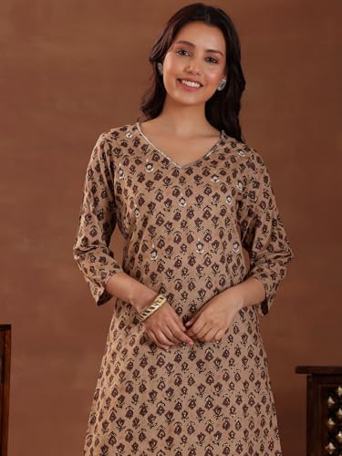 Image of Libas Printed Cotton Straight Kurta With Trouser and Dupatta