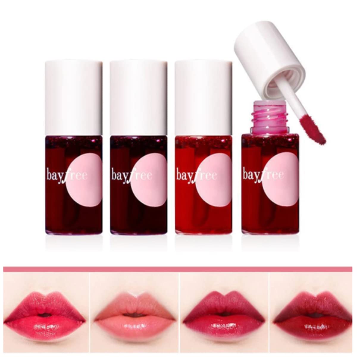 4 Colours Lip Tint Stain Set Moisturising Waterproof Long-Lasting Watery Lipstick Set Velvet Natural Matte Lip Tint Stain Lip Colour Make-Up #1 Set