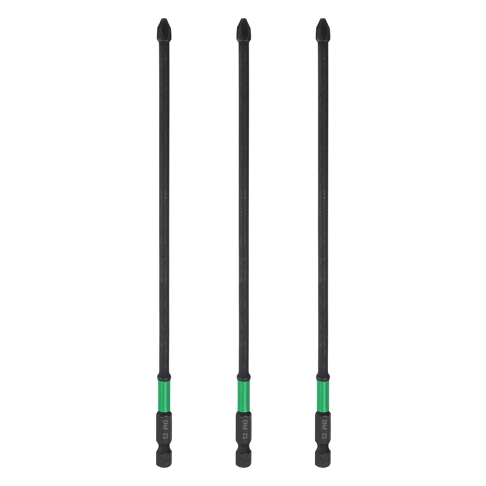 sourcing map 3pcs #2 Impact Phillips Screwdriver Bit PH2 1/4" Hex Shank 8" (200mm) Long 0.16" Rod Magnetic Cross Head Drill Bits S2 Steel Industrial Screw Driver for Impact Power Drivers