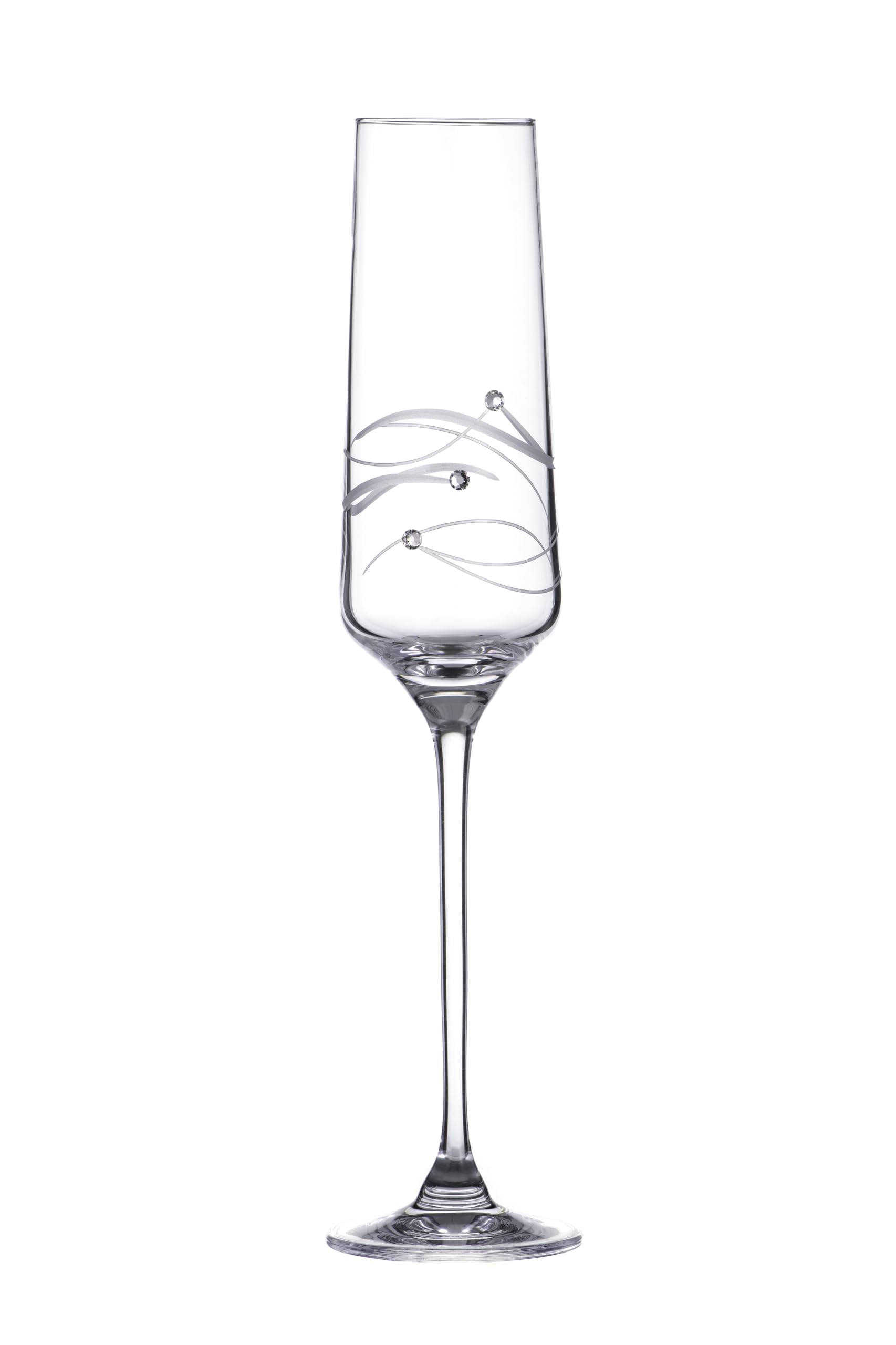 DIAMANTE Champagne Flute Crystal Prosecco Glass - Just for You - Spiral - Gift Ready Single Champage Flute with Swarovski Crystals and Gift Box - Mother's Day