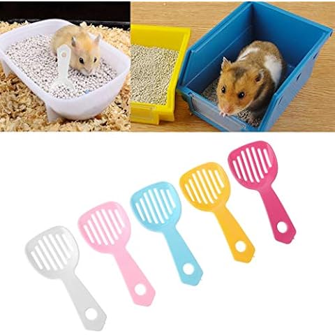 Yanhonin Sand Spoon for Hamster, 5pcs Litter Scooper Bath Litter for Hamster Small Sand Spoon Cleaning Tool Cover