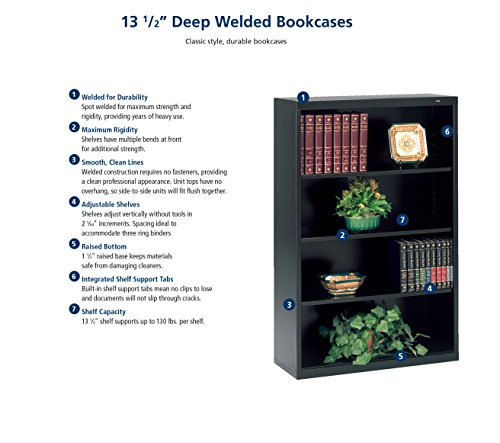 Tennsco Corporation B-78Bk Welded Bookcase, 34-1/2" Width X 78" Height X 13" Length, 6 Shelves, Black #TOP2