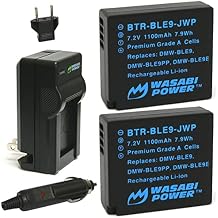 بطاريات وشاحن Wasabi Power 2-Pack لـ Leica BP-DC15، C-Lux، D-Lux 7، 8، النوع 109