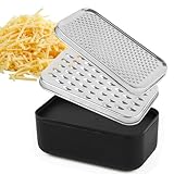Cheese Grater Citrus Lemon Zester with Food Storage Container & Lid - Perfect For Hard Parmesan Or Soft Cheddar Cheeses, Ginger, Vegetables, Butter, Chocolate & Nutmeg, Black