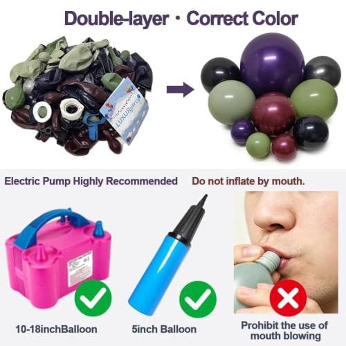 Image of Halloween Balloon Arch Double Stuffed Green Purple Burgundy Black Balloons