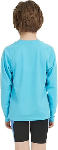 Miniatura 4 de QBK Camiseta de natación de manga larga para niños, protección solar UV, protección contra erupciones, UPF50+, traje de baño de surf para niños,