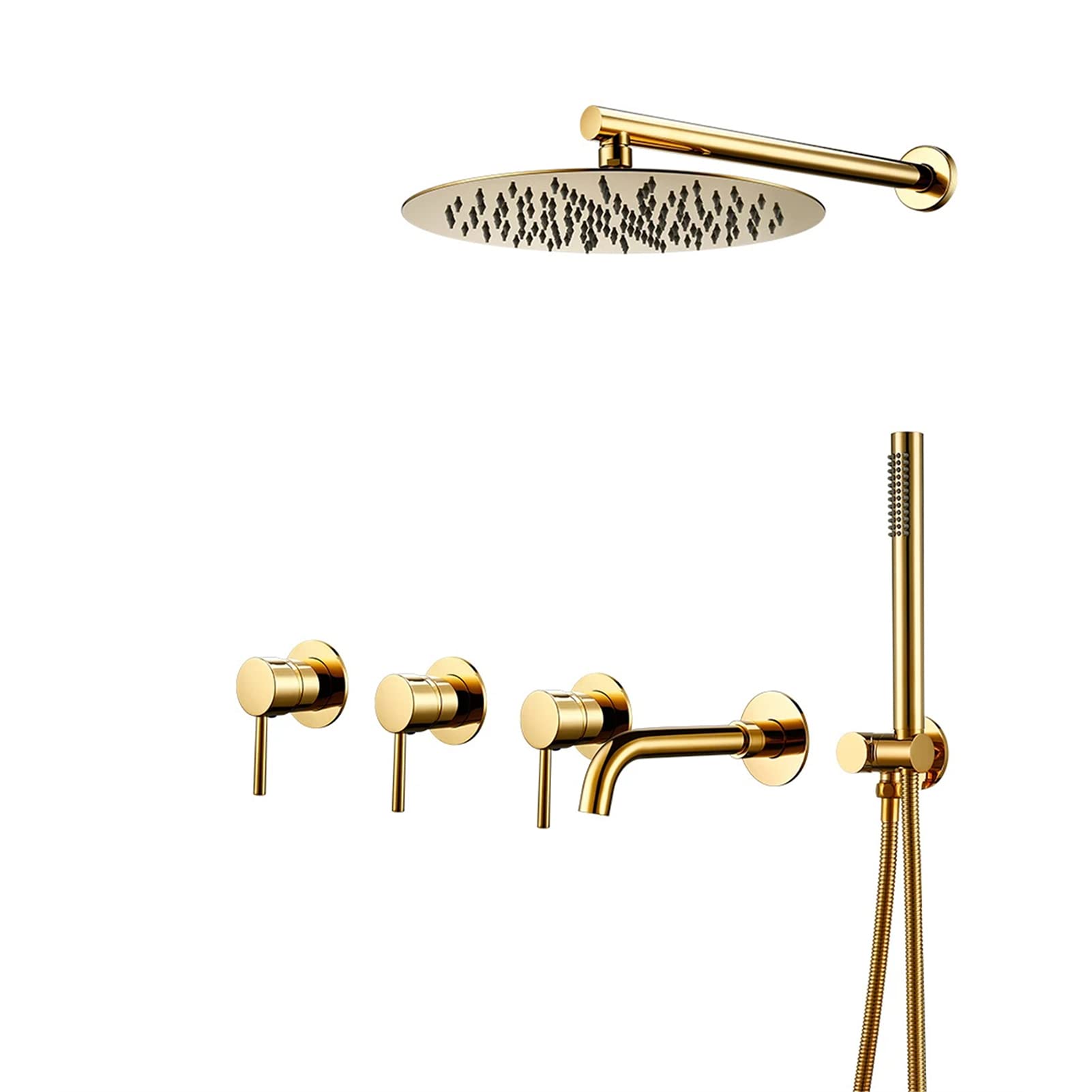 SBCGFY Faucets,Faucet/Tap,Bathroom Shower Faucet Set, Polishedd Shower System With Tub Spout, Wall Mounted Bathtub Bathroom Mixer Tap With High Pressure/10 Inch,12 Inch