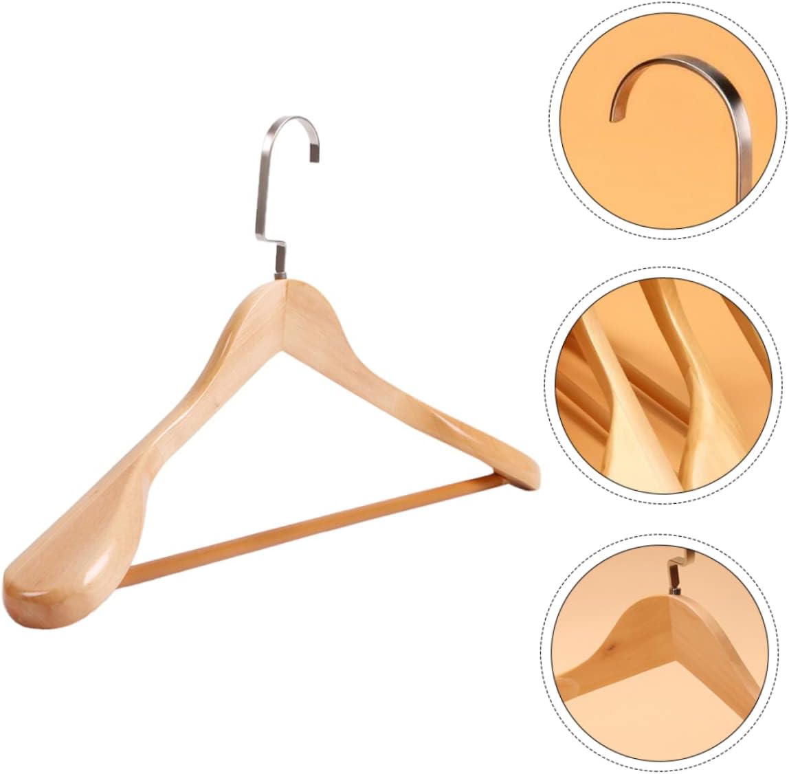 1pc Wide Hanger Solid Wood Coat Hanger Multi-use Drying Rack Laundry Home Storage