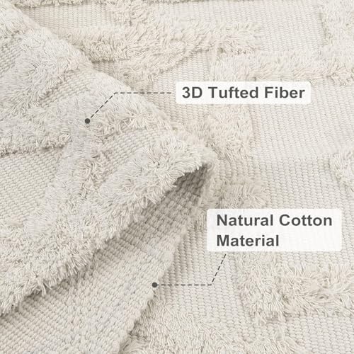 Tapete Boho Beige 2x3 ft Rectangular de Algodón miniatura 3