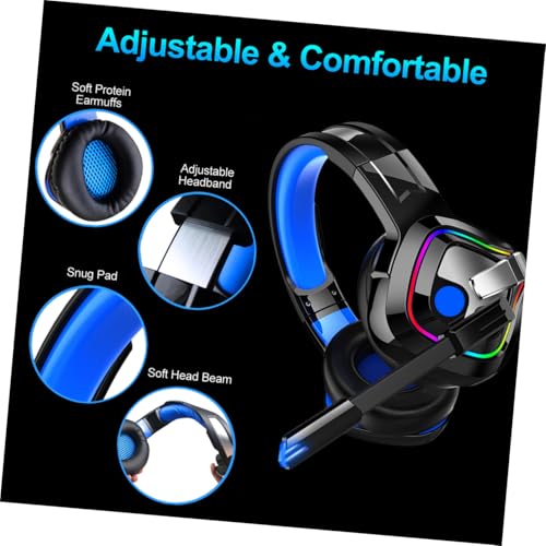 Casque de jeu RGB Uonlytech bleu avec basse surround pour PC - 5