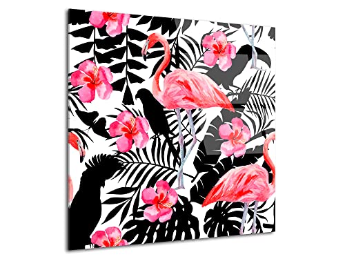 Tableau mural flamant rose et perroquet, déco murale moderne verre acrylique HD
