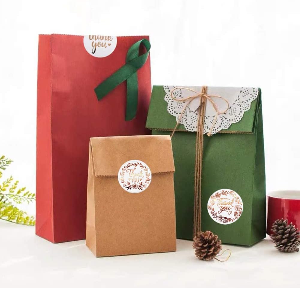 500Pcs Rose Gold Thank You Stickers for Packaging 1.5Inch Floral Thank You Labels Roll for Supporting My Small Business Stickers Envelope Seals Greeting Cards Party Gift Wraps for Wedding Birthday - Image 3