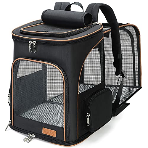 Lekereise-Large-Cat-Backpack-Carrier-Expandable-Pet-Carrier-Backpack-for-Small-Dogs-Medium-Cats-Fit-Up-to-18-Lbs-Dog-Backpack-Carrier-Foldable-Puppy-Backpack-Carrier-for-Travel-Hiking-Black Lekereise Large Cat Backpack Carrier Expandable Pet Carrier Backpack for Small Dogs Medium Cats Fit Up to 18 Lbs Dog Backpack Carrier Foldable Puppy Backpack Carrier for Travel Hiking Black