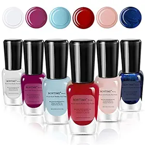 BONTIME Non-Toxic Nail Polish - Easy Peel Off & Quick Dry, Organic Water Based Nail Polish Set for Women,Teens,Kids(6 Colors,0.27 fl oz)