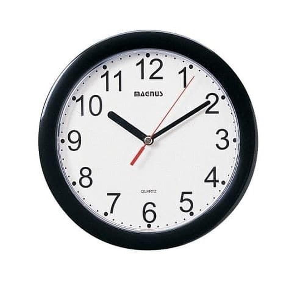 Dainolite 24003-BK Round Wall Clock with Plastic Face, 8-Inch