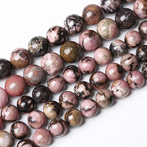 4mm 90pcs Natural Black Lace Rhodonite Beads Healing Power Stones Round Loose Gemstone Beads for Jewelry Making DIY Bracelet Necklace 15" (Black Lace Rhodonite, 4mm)
