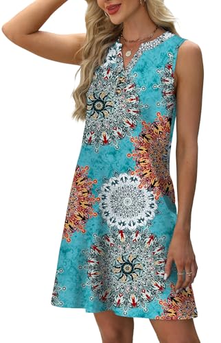 Image of XIEERDUO Summer Dresses for Women 2026 Beach Vacation Clothes V Neck Button Sundresses with Pockets