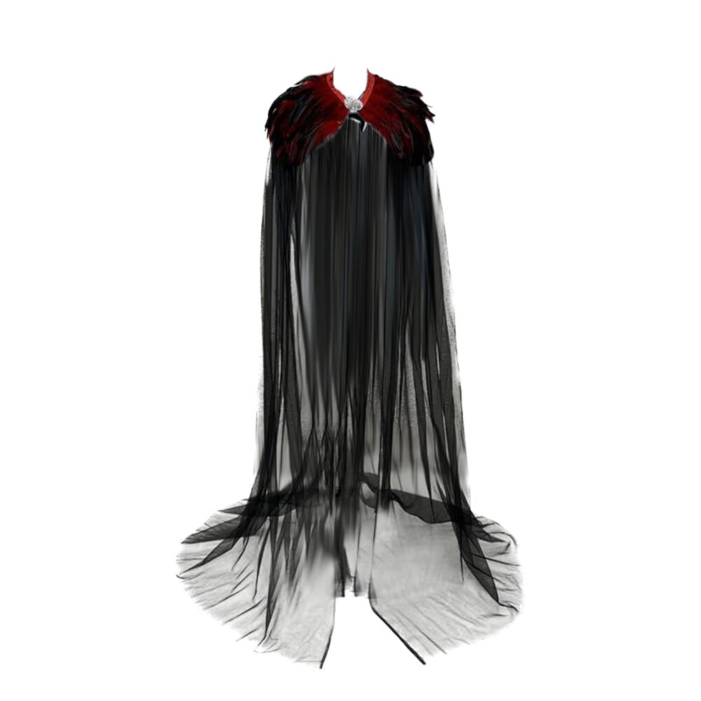 Asudaro Mantello Di Piume Donna, Costume Da Mantella Di Piume Naturali Da Donna Coprispalle Di Piume Halloween Cosplay Costume Costume Da Piuma Per Costume Da Corvo Di Halloween