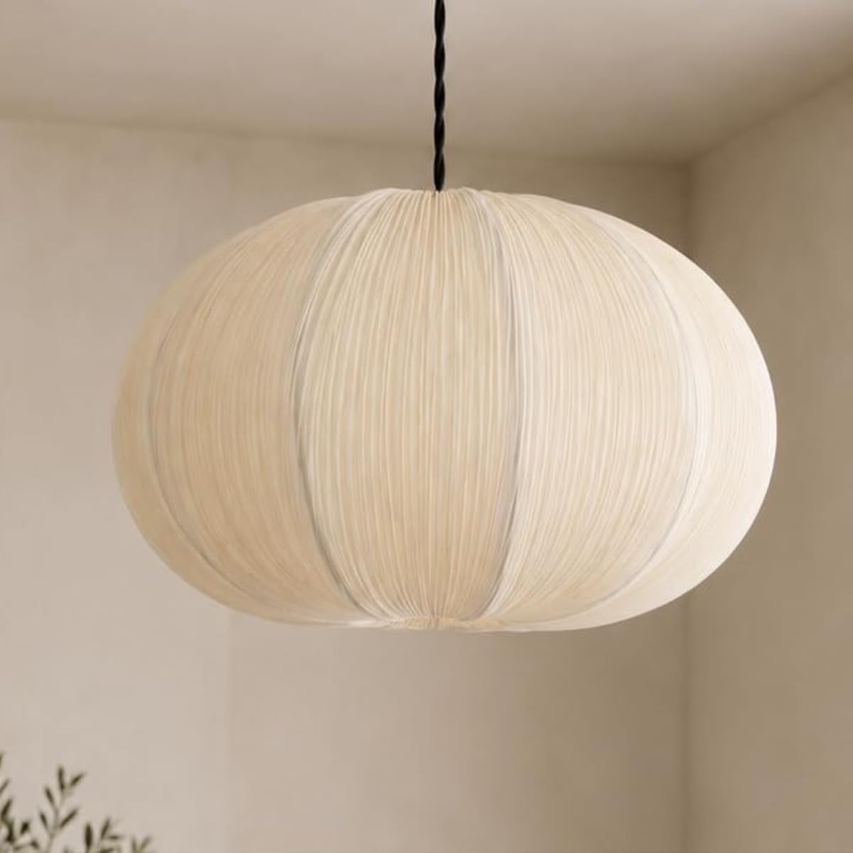 Cgc Lighting Cream Oval Stretch Xl Indoor Ceiling Lampshade Oval Stretch Ruffled Silk Fabric 50Cm Width Hanging Floor Lamp (Cream Oval Stretch Xl)