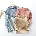 Children's Undershirt Autumn and Winter New Semi High Neck Striped High Stretch Top Long Baby Girl Cute (C, 3-4 Years)