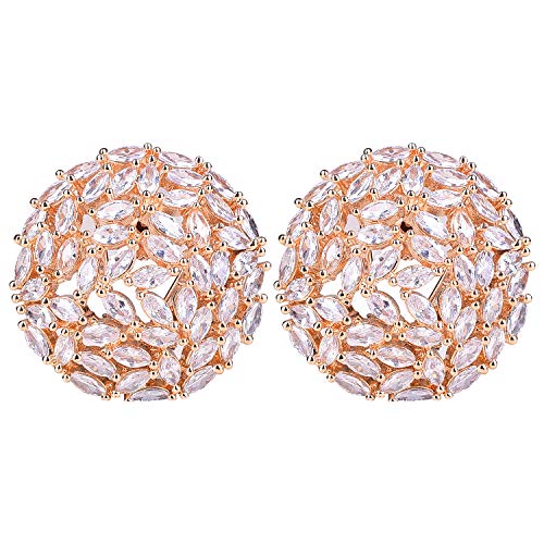 Ratnavali Jewels Yellow Gold Tone Green Cubic Zirconia Shinning Party Bold Stud Earrings